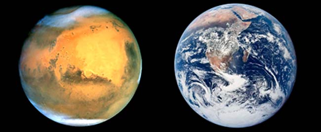 earth and mars